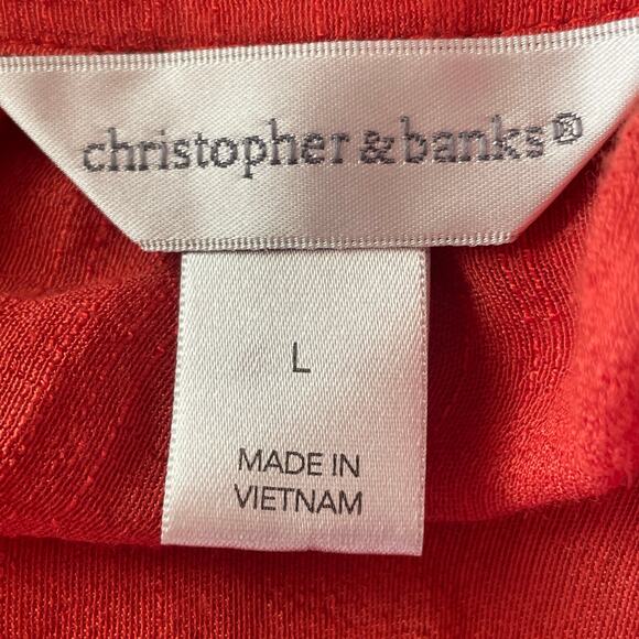 Christopher & Banks Orange Paisley Embroidered Top Sleeves Lace Shoulder LARGE - Picture 8 of 10